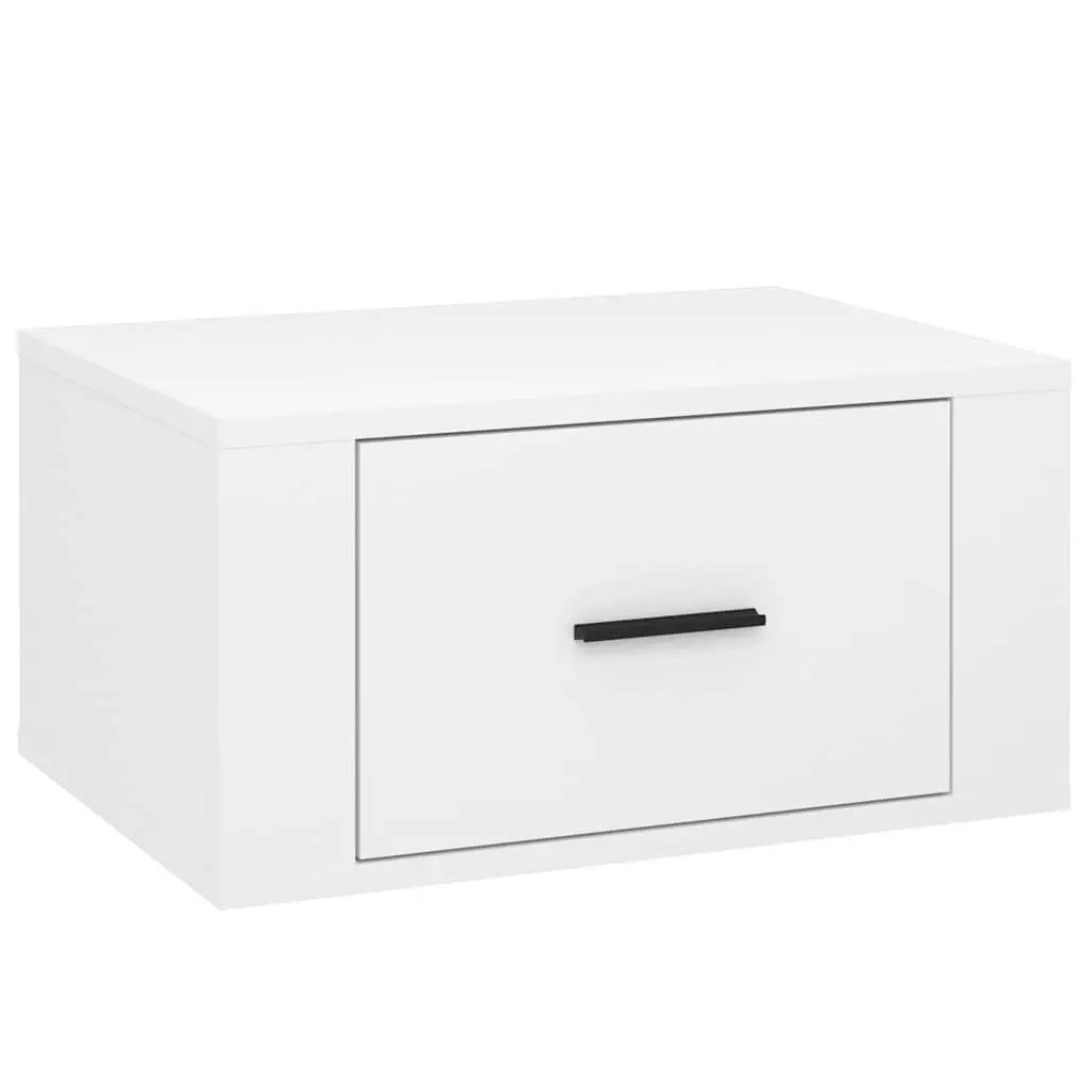 Wall-mounted Bedside Cabinets 2 pcs White Floating Storage Organiser Bedroom