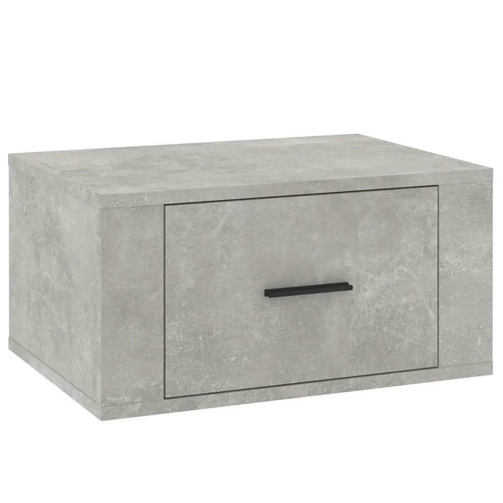 Wall-Mounted Bedside Cabinet Grey Floating Storage Unit Bedroom Organiser