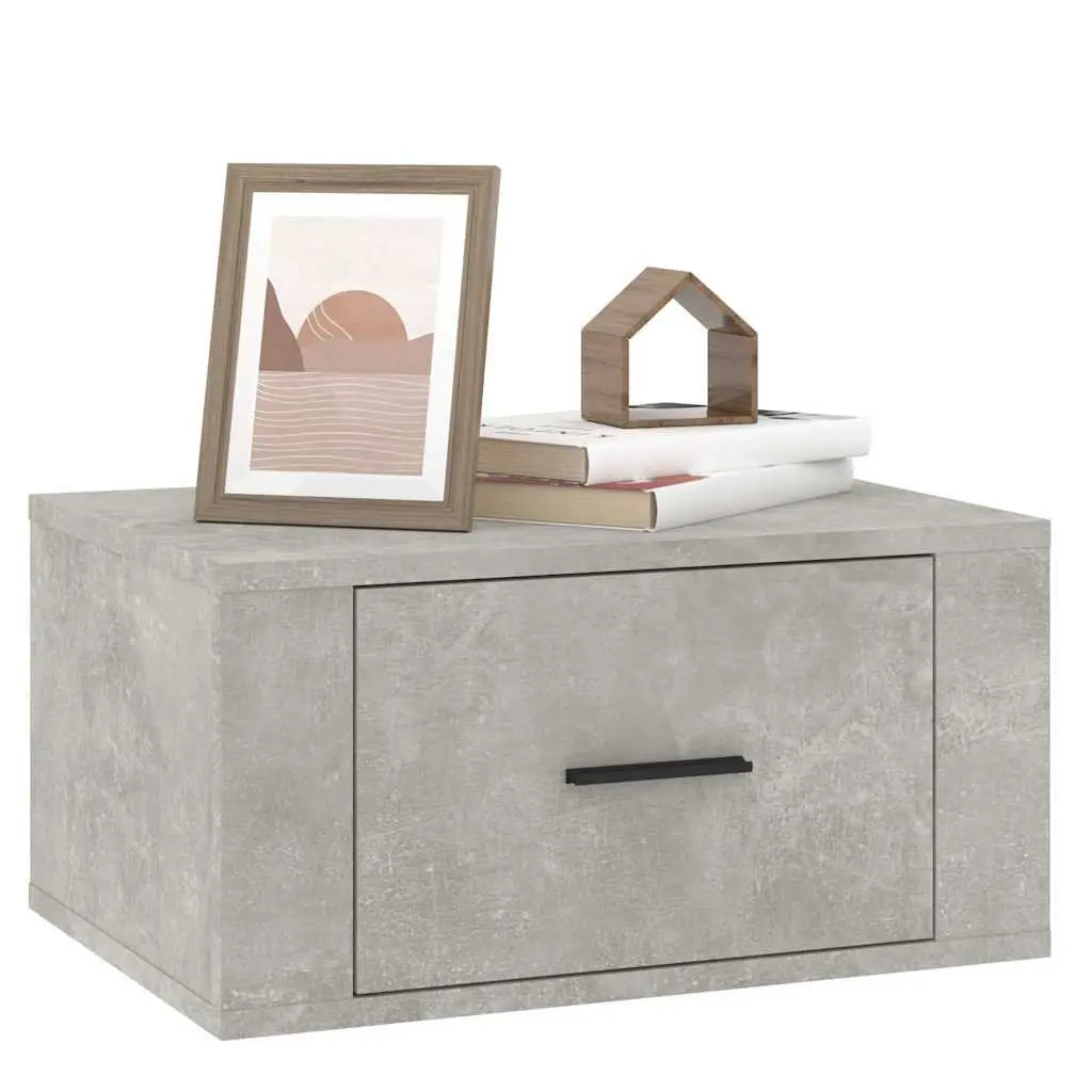 Wall-Mounted Bedside Cabinets Floating Storage Units Grey 50x36x25 cm Pair