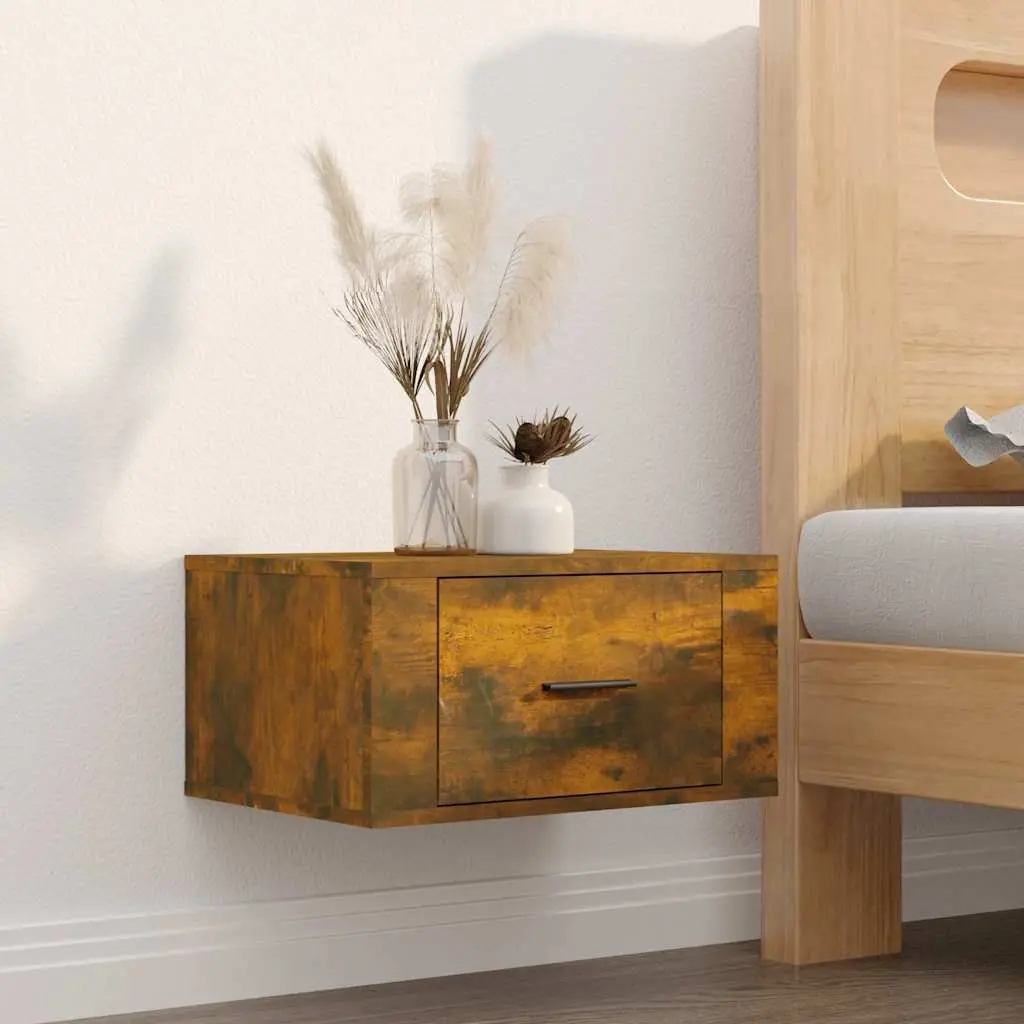 Wall-mounted Bedside Cabinets 2 pcs Smoked Oak Floating Storage 50x36x25 cm