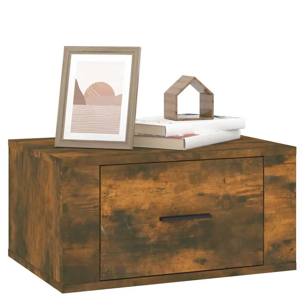 Wall-mounted Bedside Cabinets 2 pcs Smoked Oak Floating Storage 50x36x25 cm