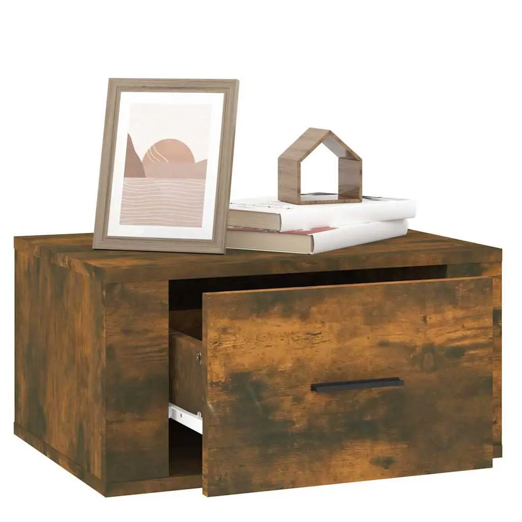 Wall-mounted Bedside Cabinets 2 pcs Smoked Oak Floating Storage 50x36x25 cm