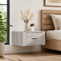 Practical Grey Sonoma Floating Nightstand Cabinet