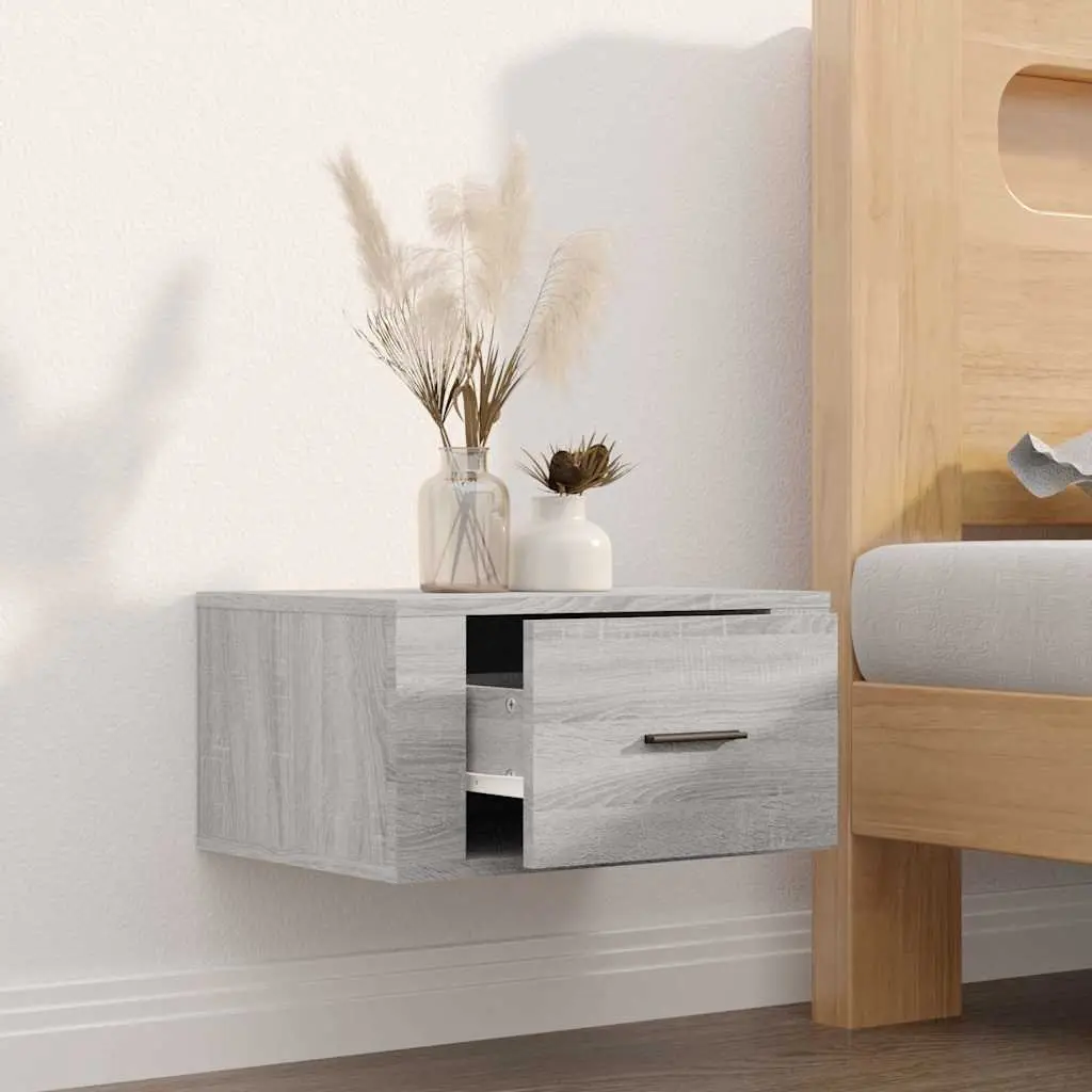 Grey Sonoma Floating Nightstand Cabinet