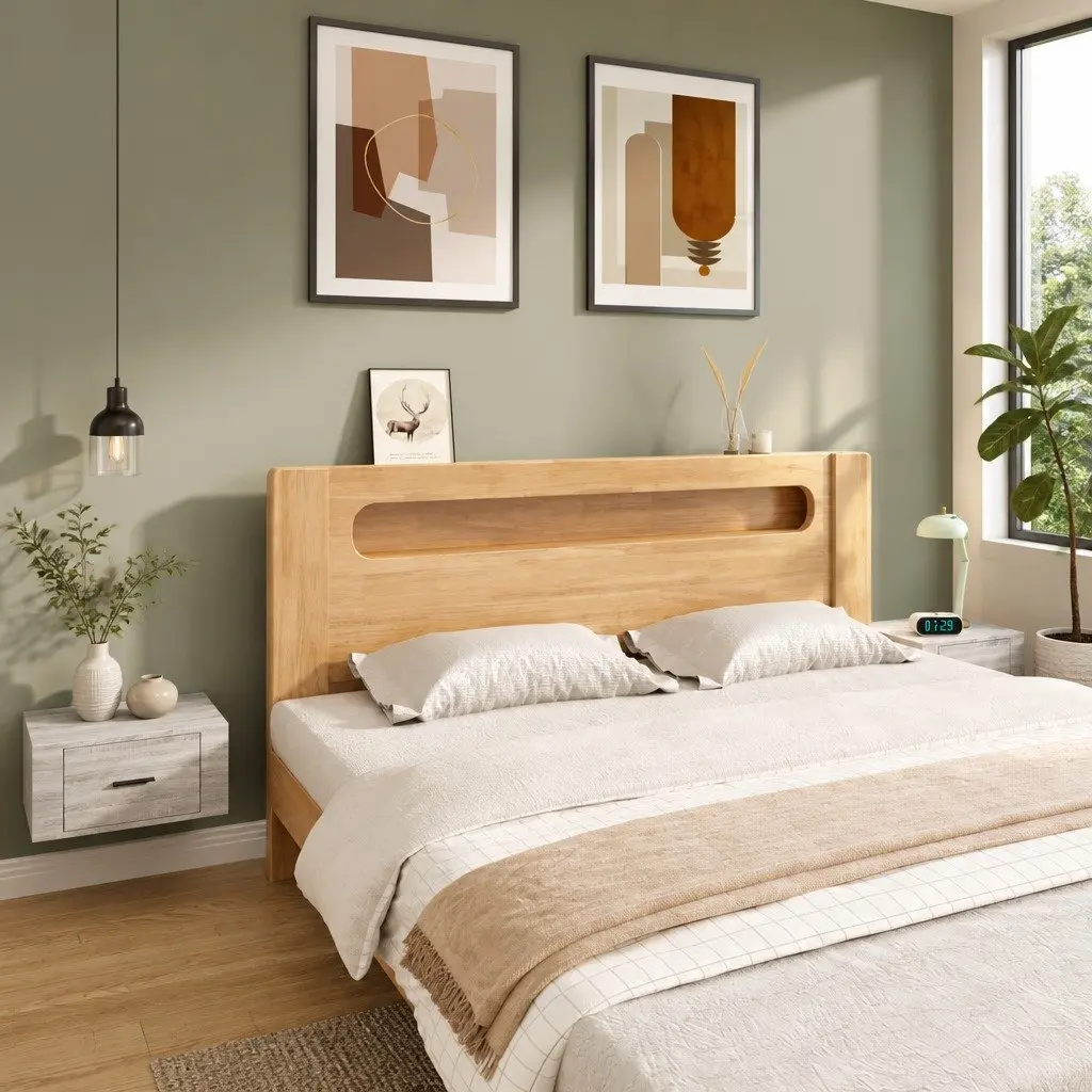 Wall-mounted Bedside Cabinets Grey Sonoma Floating Storage Organiser 50 x 36 x 25 cm 2 Piece