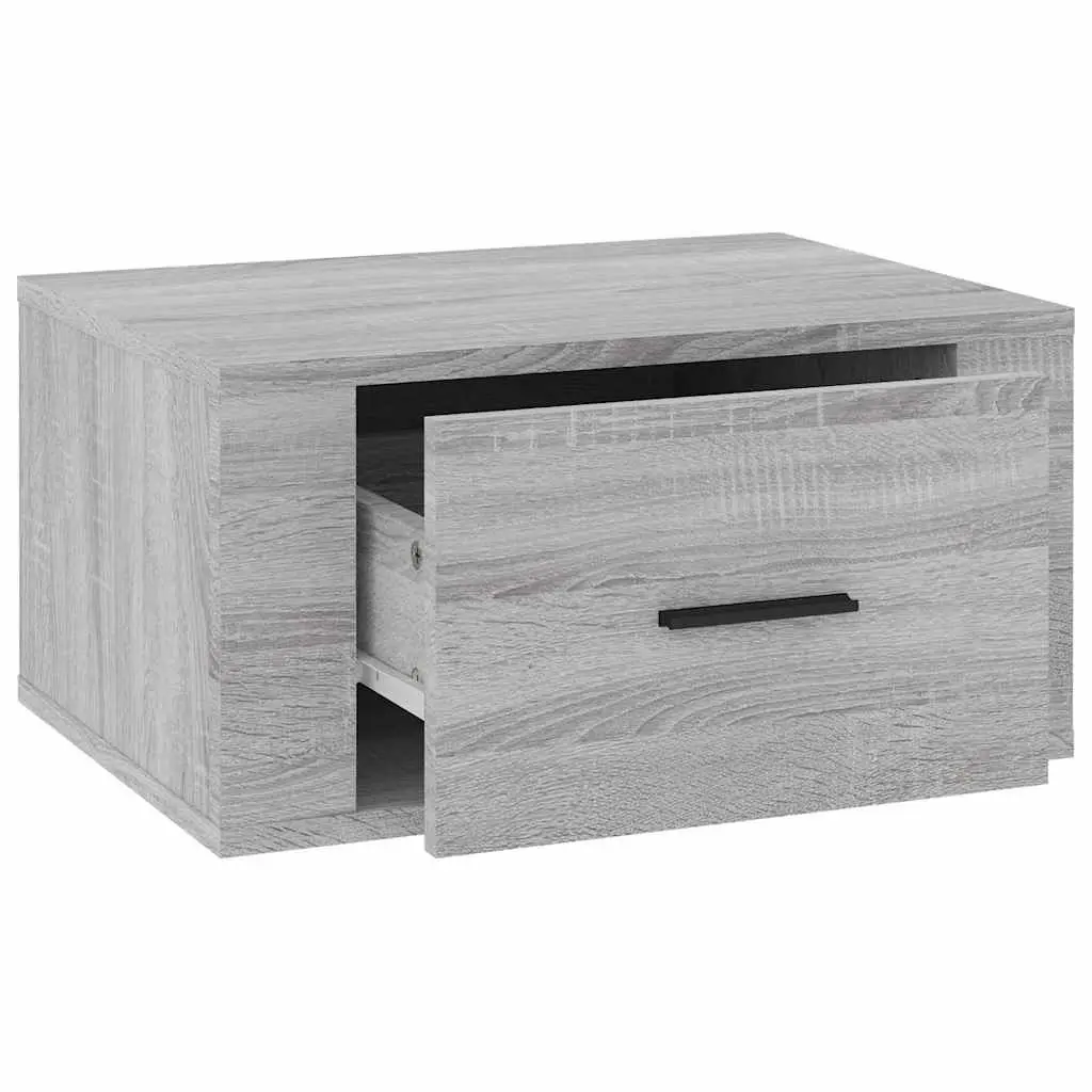 Wall-mounted Bedside Cabinets Grey Sonoma Floating Storage Organiser 50 x 36 x 25 cm 2 Piece