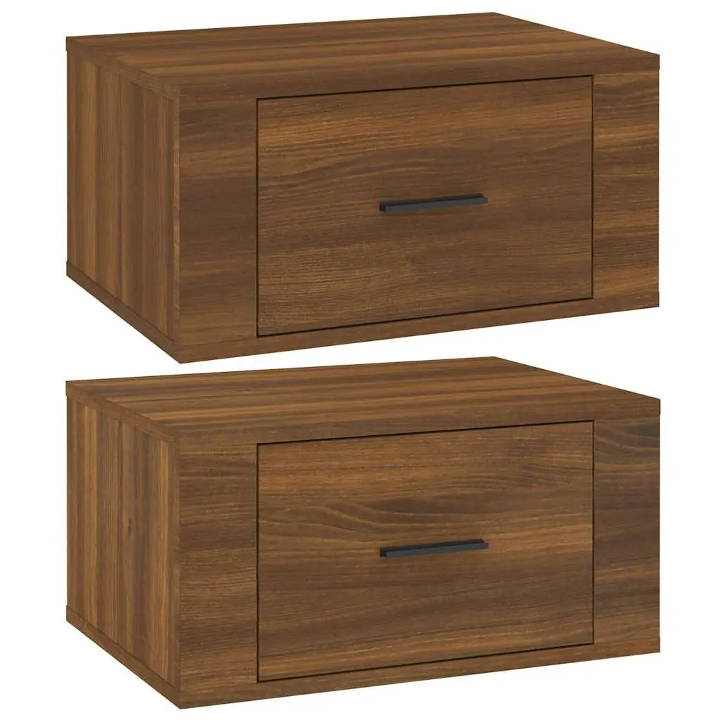 Wall-mounted Bedside Cabinets 2 pcs Brown Oak Floating Storage 50x36x25 cm