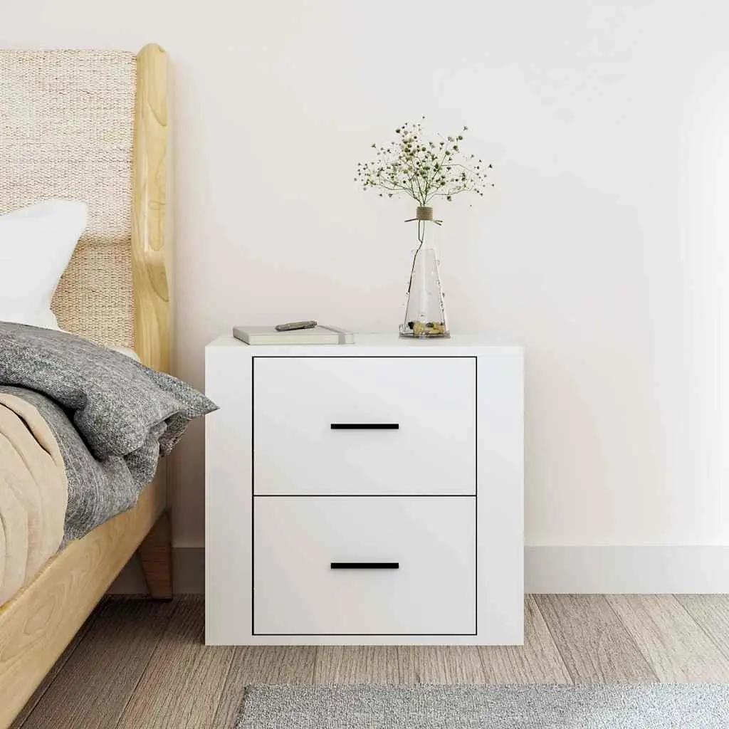 Wall-mounted Bedside Cabinet Storage Organiser 50x36x47cm White