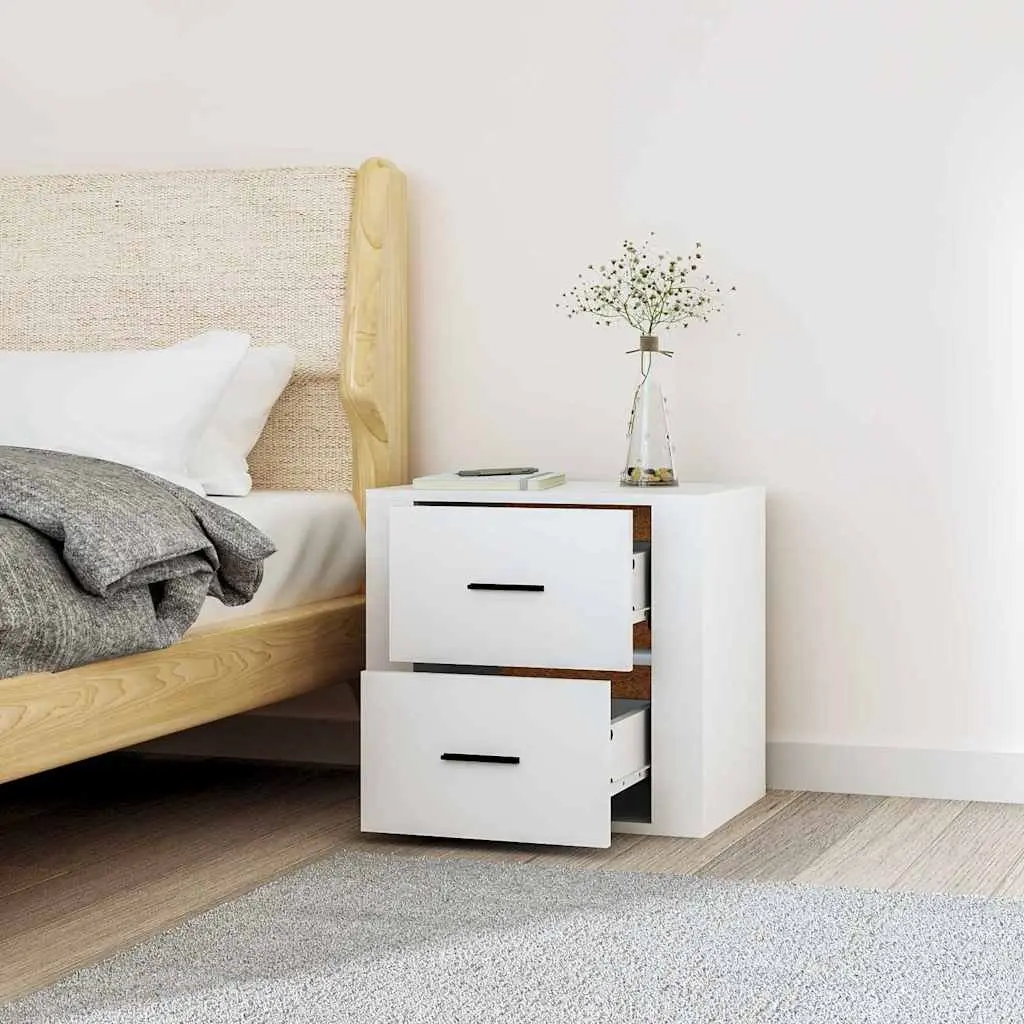 Wall-mounted Bedside Cabinet Storage Organiser 50x36x47cm White