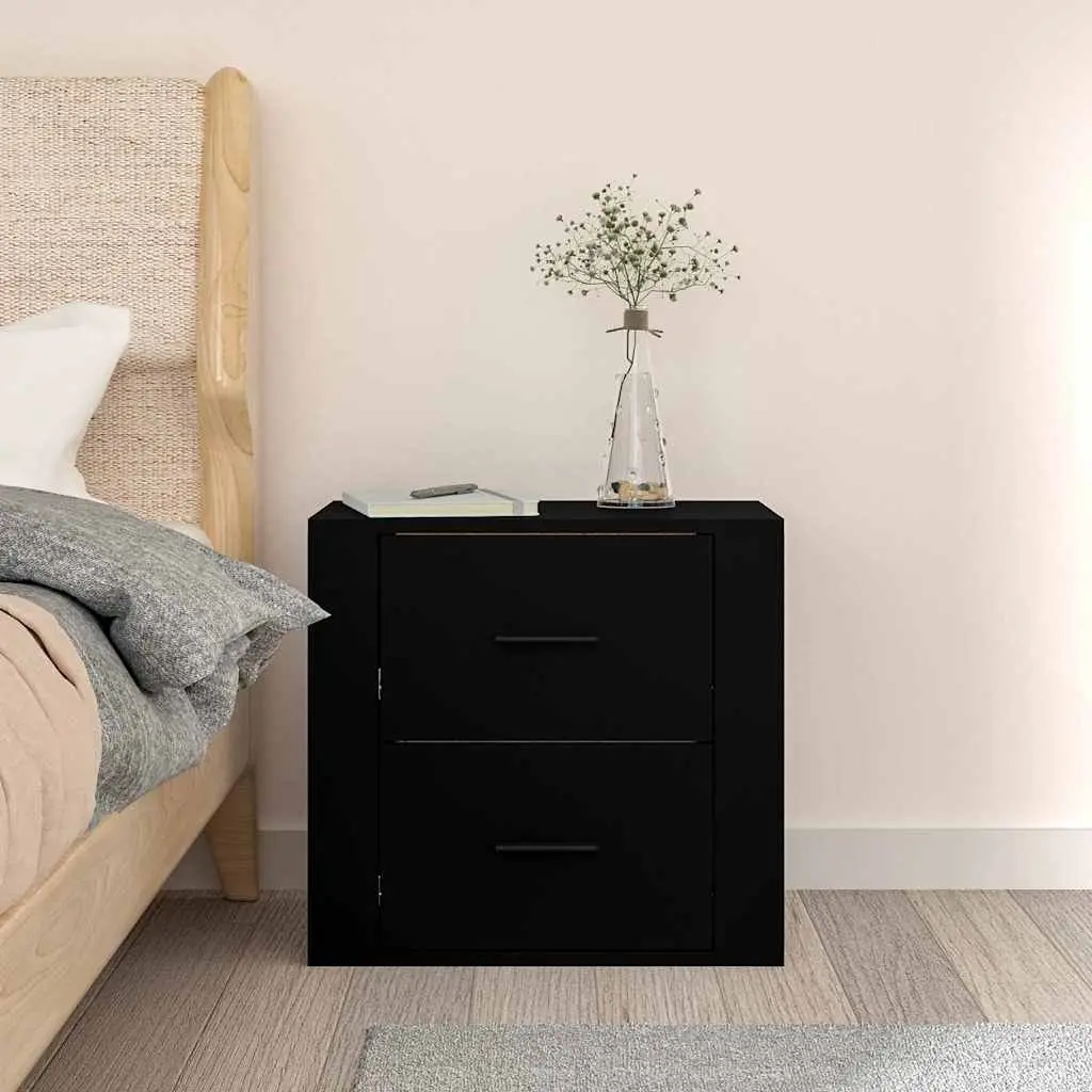 Wall-mounted Bedside Cabinet Storage 50x36x47cm Black