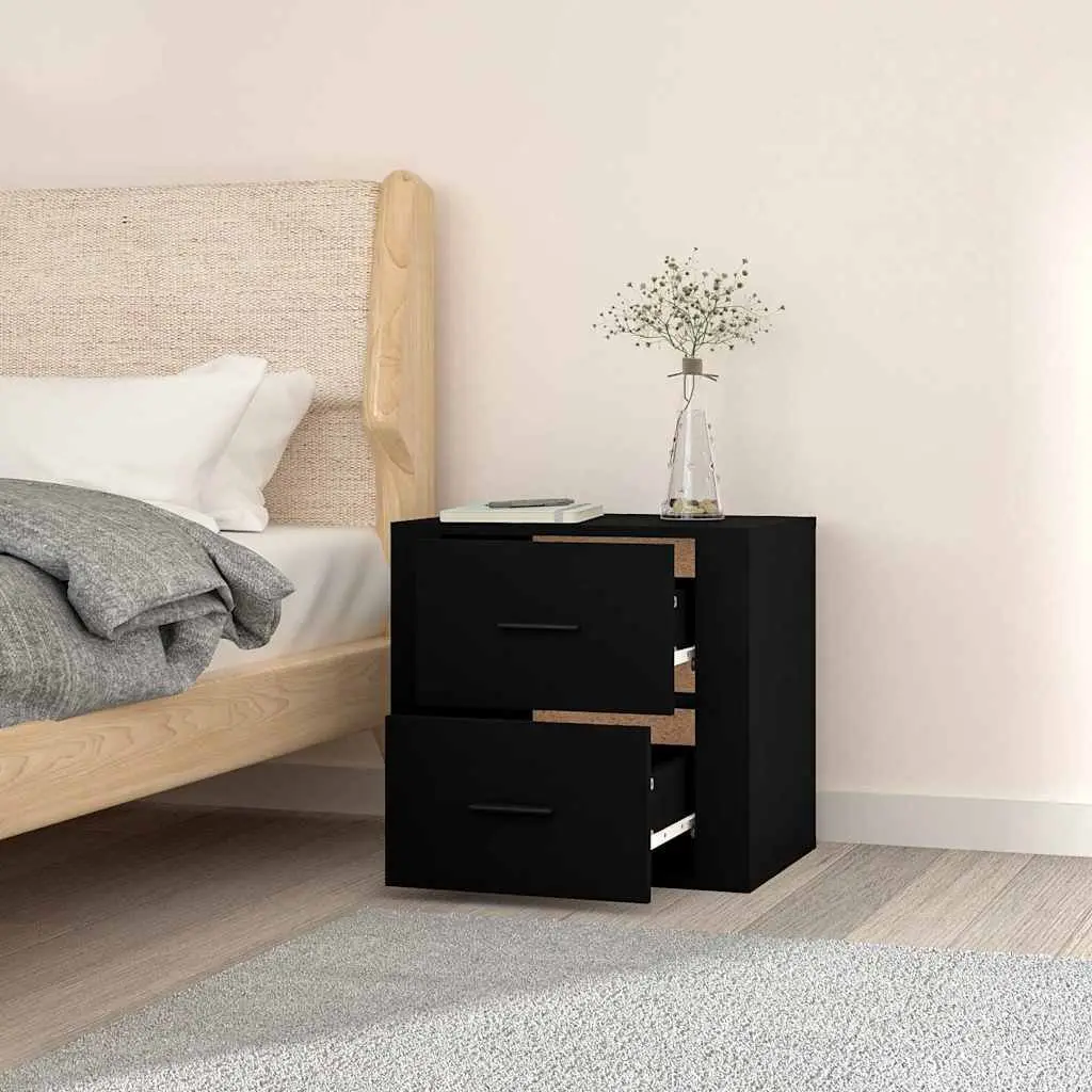 Wall-mounted Bedside Cabinet Storage 50x36x47cm Black