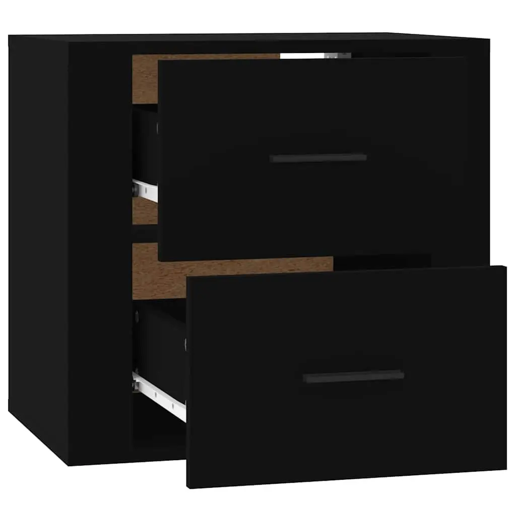 Wall-mounted Bedside Cabinet Storage 50x36x47cm Black