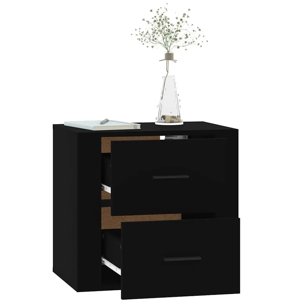 Wall-mounted Bedside Cabinet Storage 50x36x47cm Black