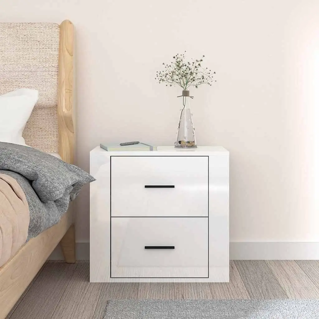 Wall-mounted Bedside Cabinet Storage Organiser 50x36x47cm White