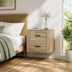 Versatile Brown Wall-Mounted Bedside Cabinet with Storage 50x36x47cm