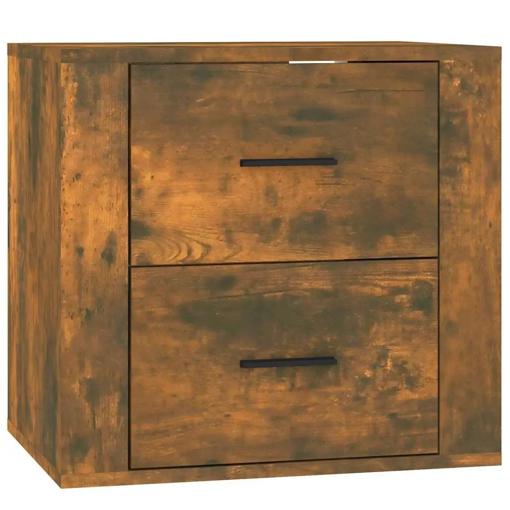 Wall-mounted Bedside Cabinet Storage Organizer Brown