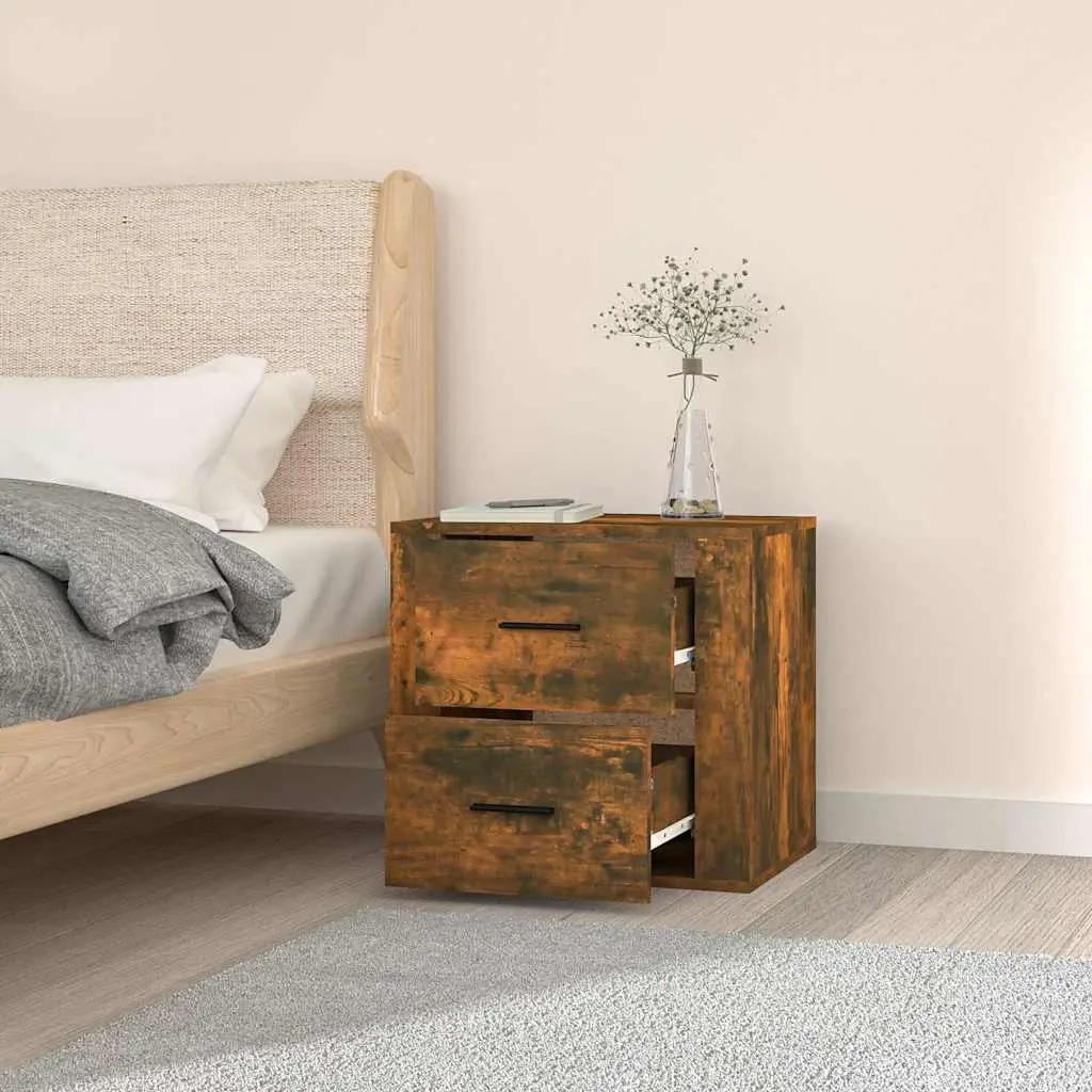 Wall-mounted Bedside Cabinet Storage Organizer Brown