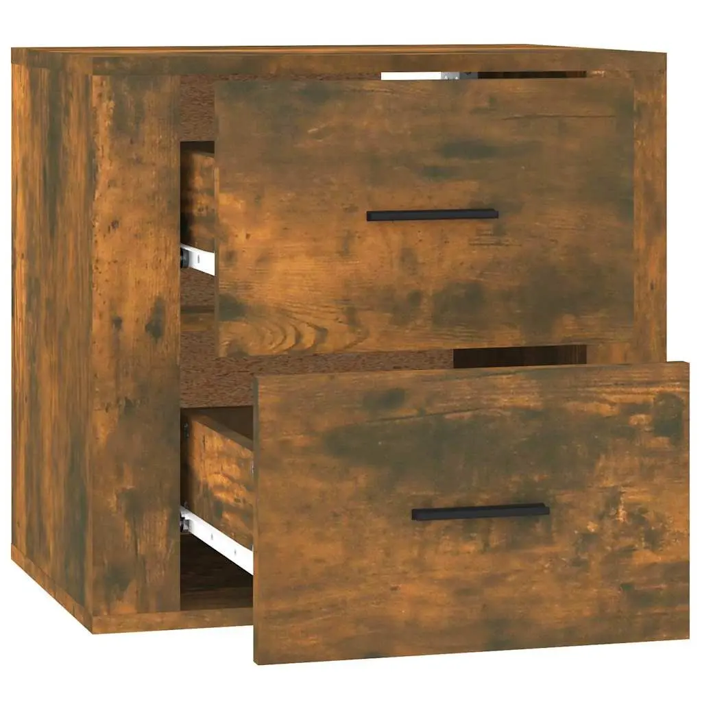 Wall-mounted Bedside Cabinet Storage Organizer Brown