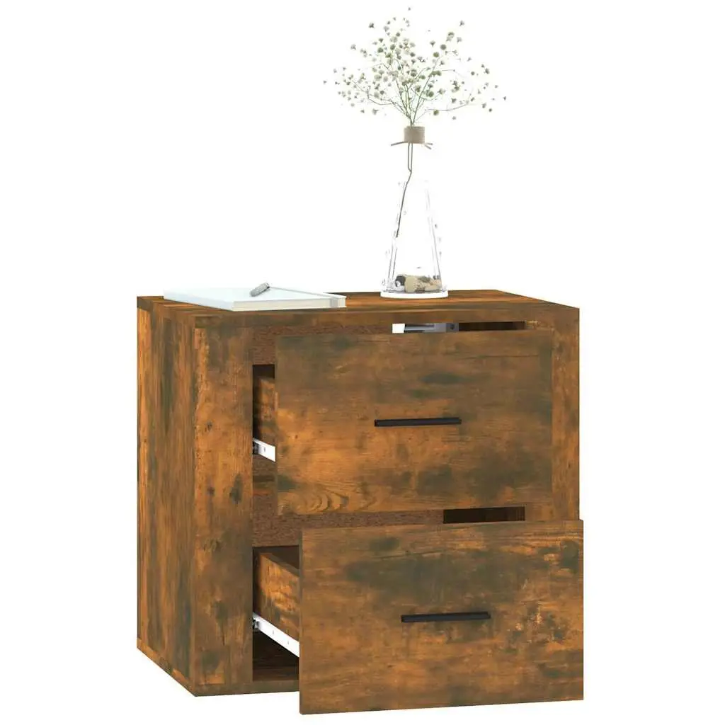 Wall-mounted Bedside Cabinet Storage Organizer Brown