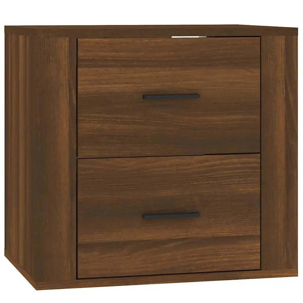 Wall-mounted Bedside Cabinet Storage Floating Nightstand Brown Oak 50W x 36D x 47H cm