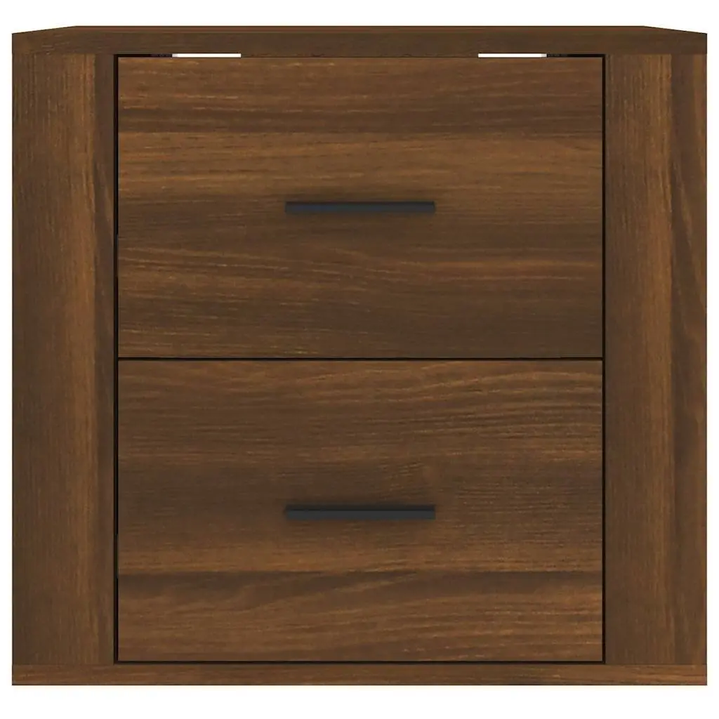 Wall-mounted Bedside Cabinet Storage Floating Nightstand Brown Oak 50W x 36D x 47H cm