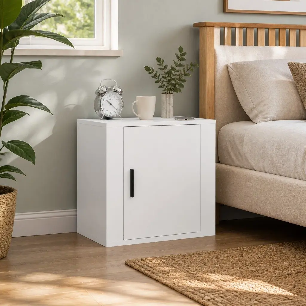 Wall-mounted Bedside Cabinet Storage Unit 50W x 30D x 47H cm White