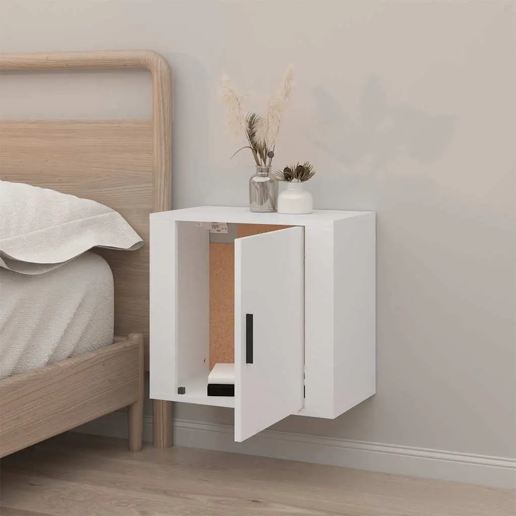 Wall-mounted Bedside Cabinet Storage Unit 50W x 30D x 47H cm White