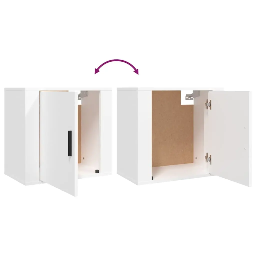 Wall-mounted Bedside Cabinet 2 pcs White Floating Bedroom Storage Organiser