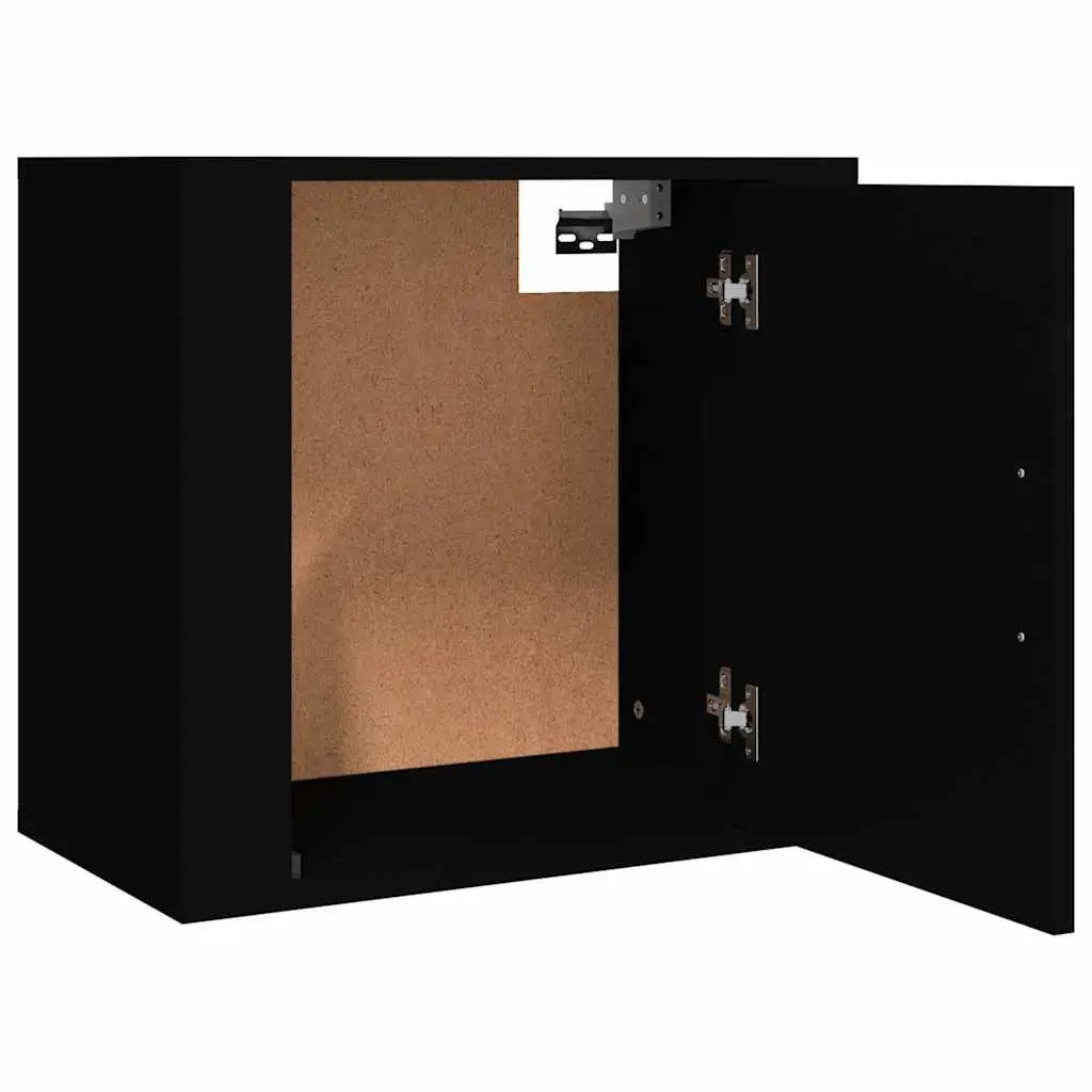 Wall-mounted Bedside Cabinet 2 pcs Black Floating Storage Organiser Bedroom
