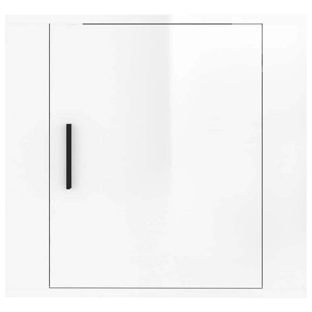 Wall-Mounted Bedside Cabinet White High Gloss Floating Storage Organiser