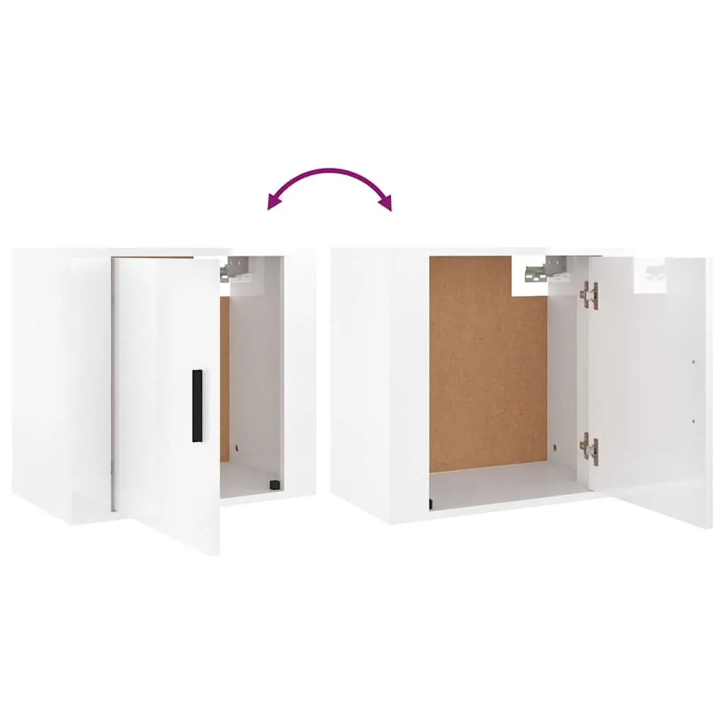 Wall-mounted Bedside Cabinets Storage Organiser 50cm White 2 Piece