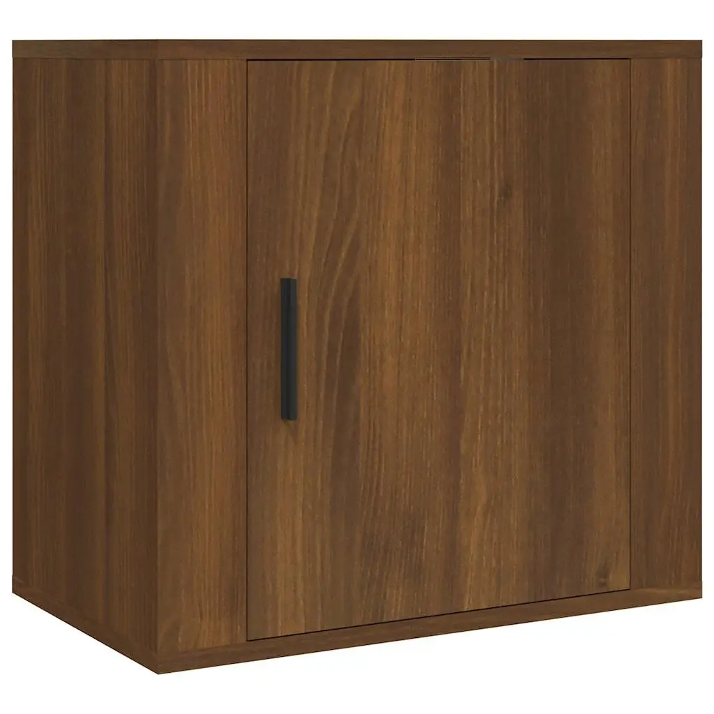 Wall-mounted Bedside Cabinets Storage Organiser 50W x 30D x 47H cm Brown Oak 2 Piece