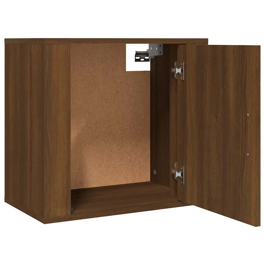 Wall-mounted Bedside Cabinets Storage Organiser 50W x 30D x 47H cm Brown Oak 2 Piece
