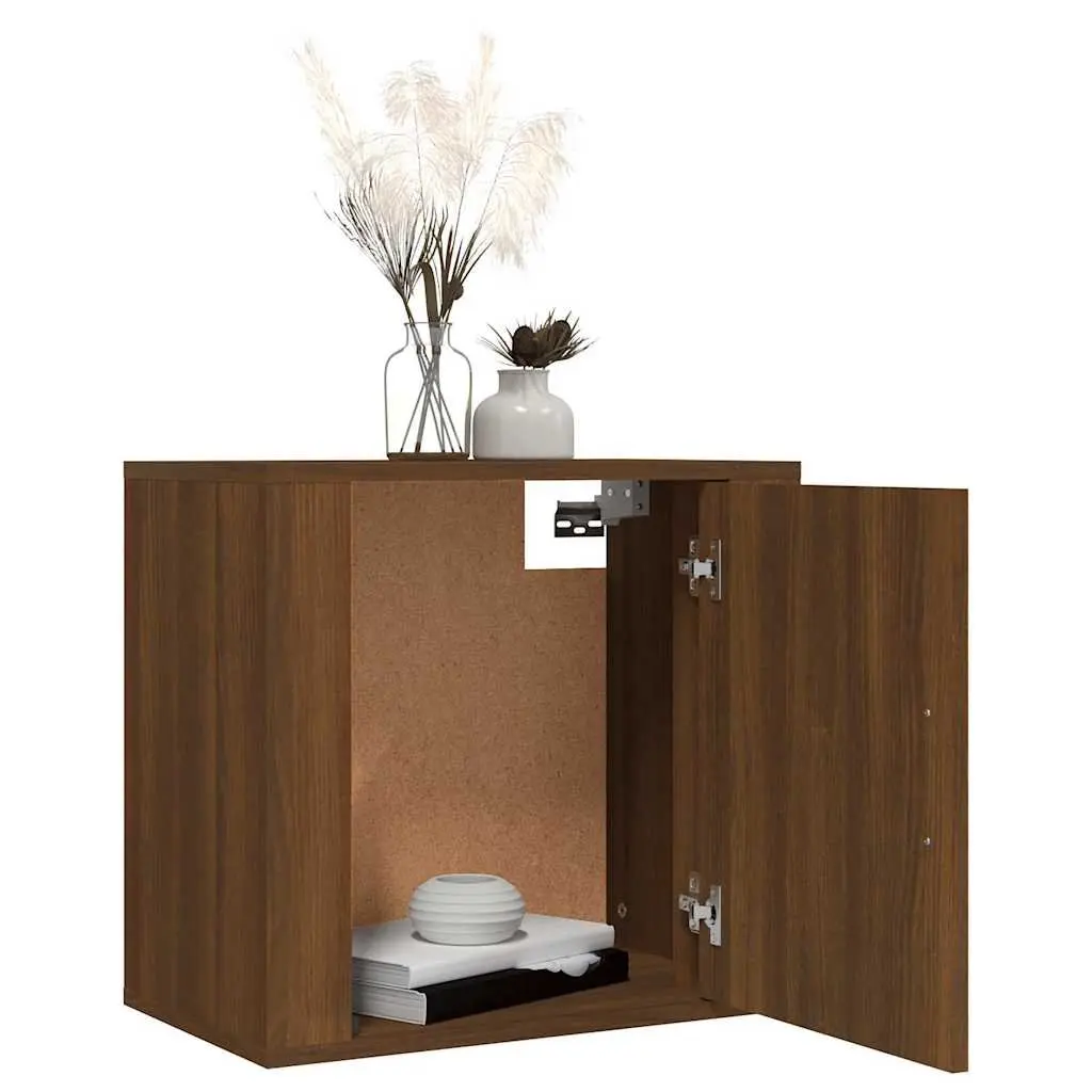Wall-mounted Bedside Cabinets Storage Organiser 50W x 30D x 47H cm Brown Oak 2 Piece