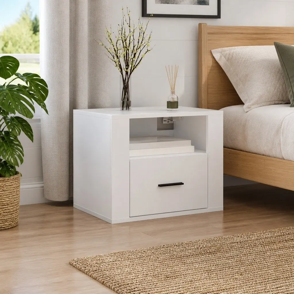 Wall-mounted Bedside Cabinet Storage Unit 50 x 36 x 40 cm White