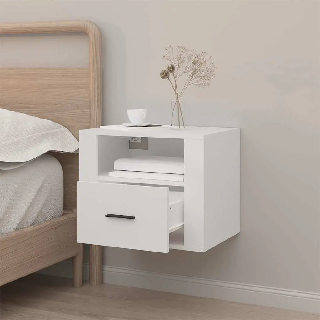 Wall-mounted Bedside Cabinet Storage Unit 50 x 36 x 40 cm White