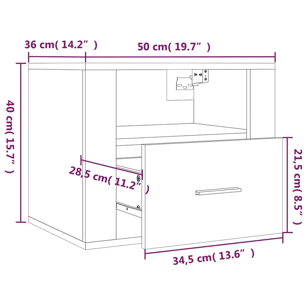 Wall-mounted Bedside Cabinets, Set of 2