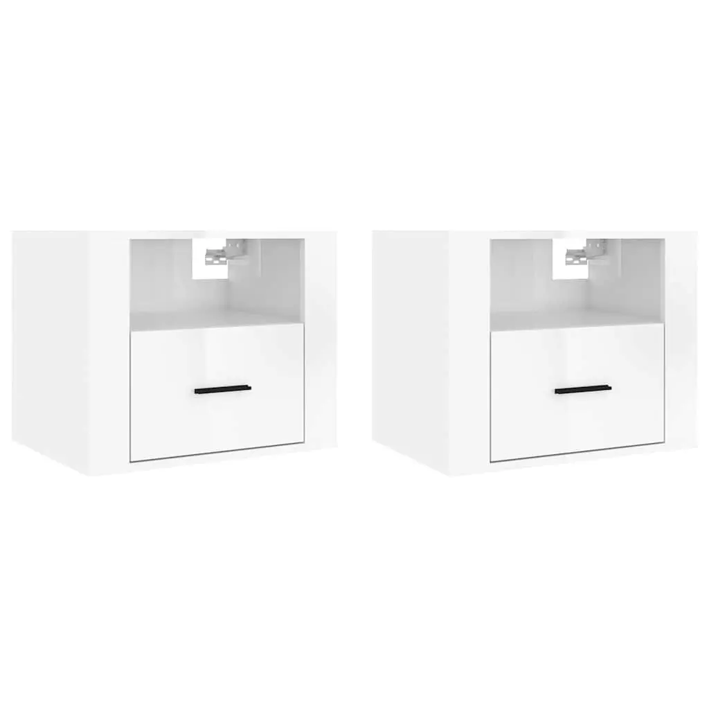 Wall-mounted Bedside Cabinets Storage Organiser 50x36x40cm White