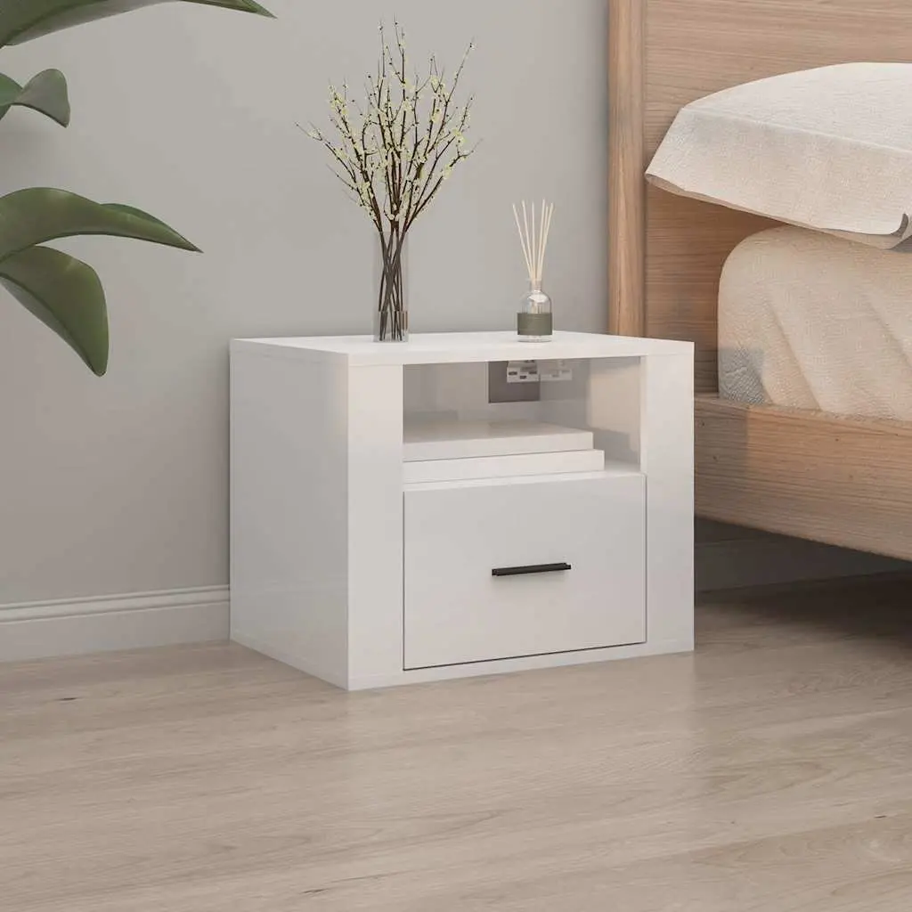 Wall-mounted Bedside Cabinets Storage Organiser 50x36x40cm White