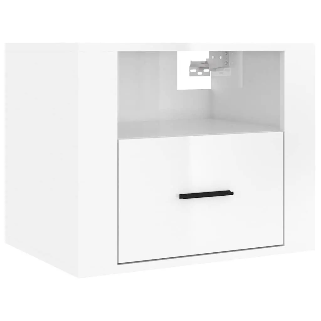 Wall-mounted Bedside Cabinets Storage Organiser 50x36x40cm White