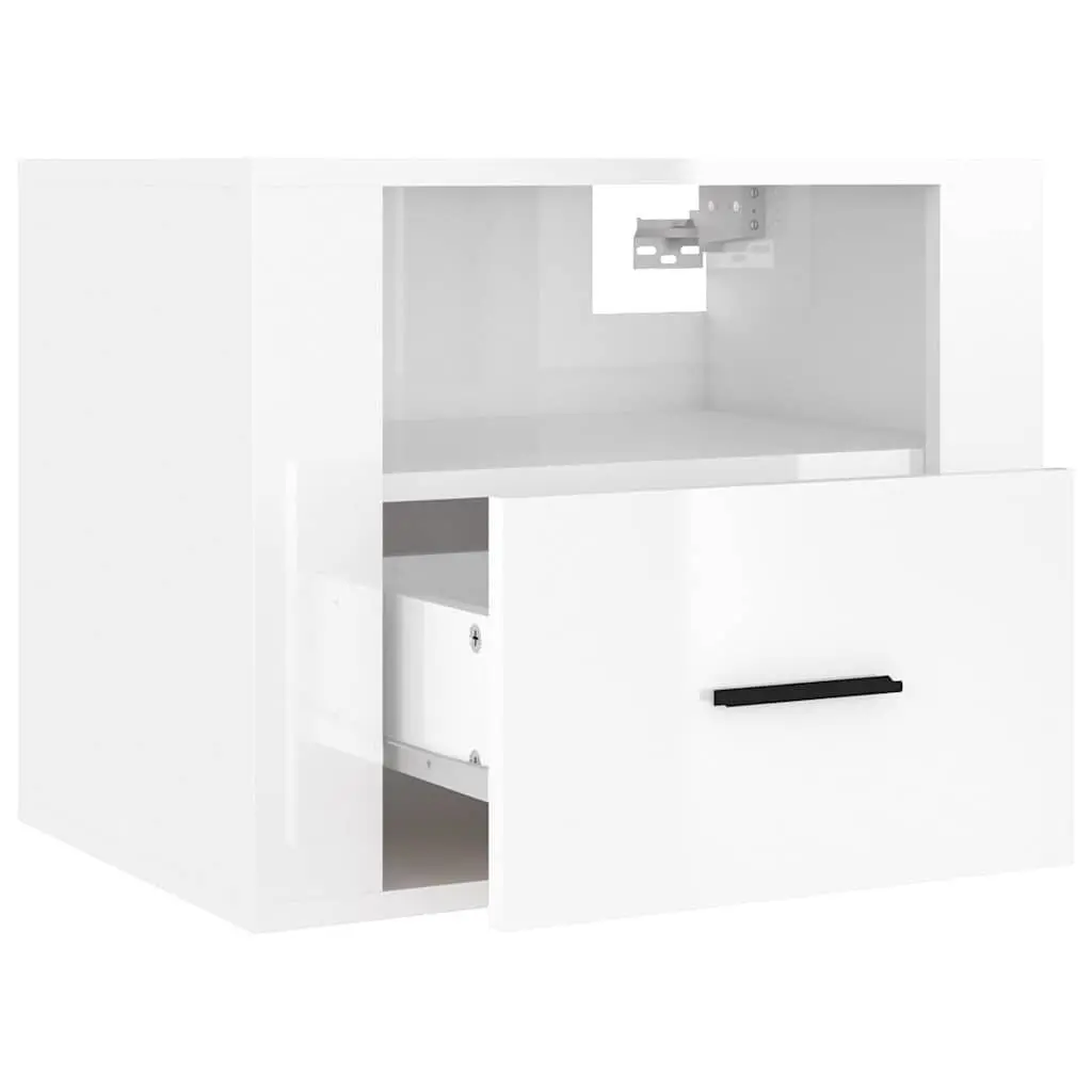 Wall-mounted Bedside Cabinets Storage Organiser 50x36x40cm White