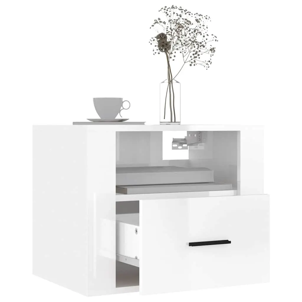 Wall-mounted Bedside Cabinets Storage Organiser 50x36x40cm White