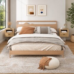 Wall-Mounted Bedside Cabinets 2 pcs Floating Storage Bedroom Sonoma Oak