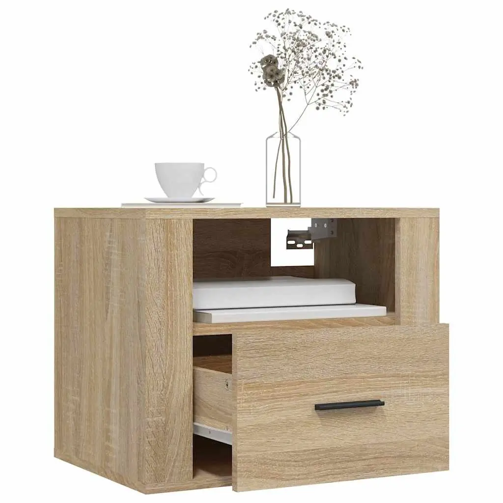 Wall-Mounted Bedside Cabinets 2 pcs Floating Storage Bedroom Sonoma Oak