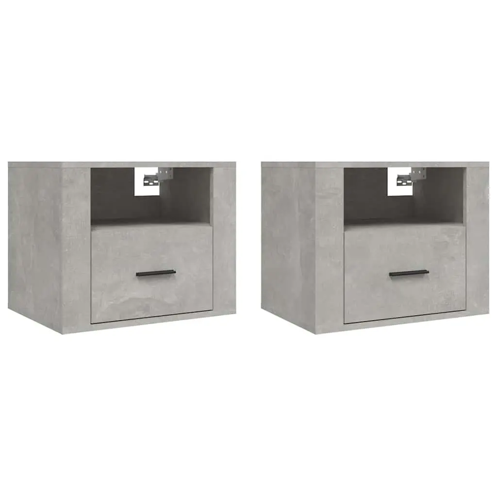 Wall-mounted Bedside Cabinets 2 pcs Grey Floating Storage Shelves Bedroom