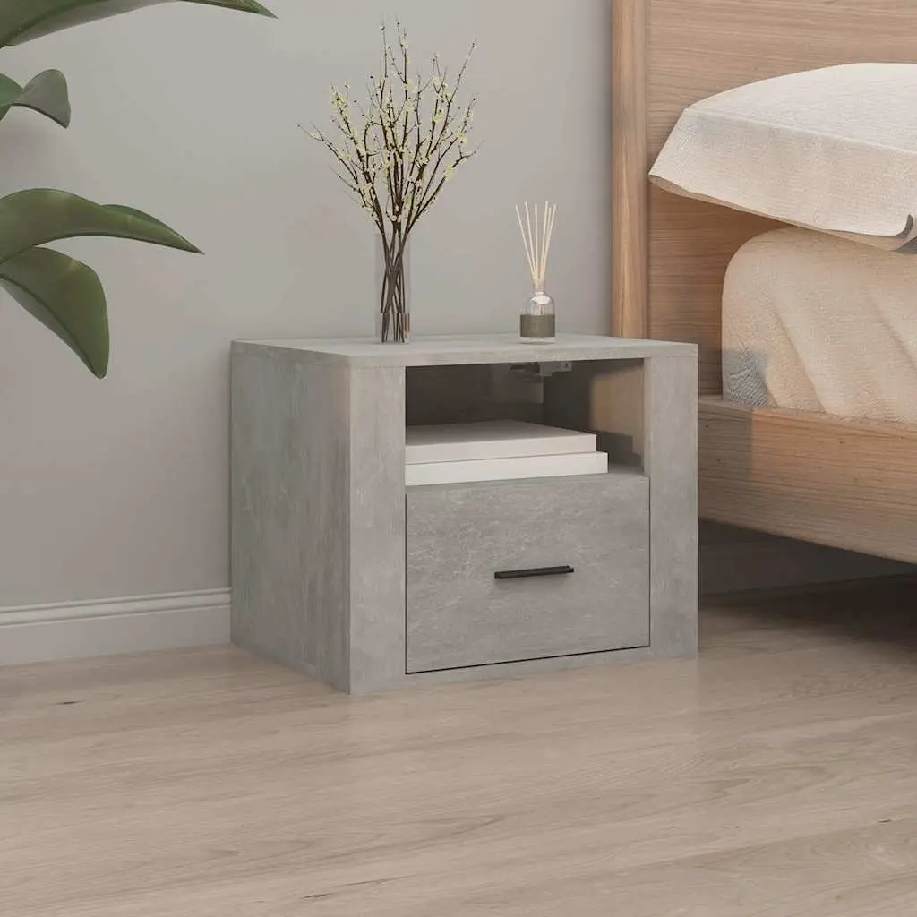 Wall-mounted Bedside Cabinets 2 pcs Grey Floating Storage Shelves Bedroom