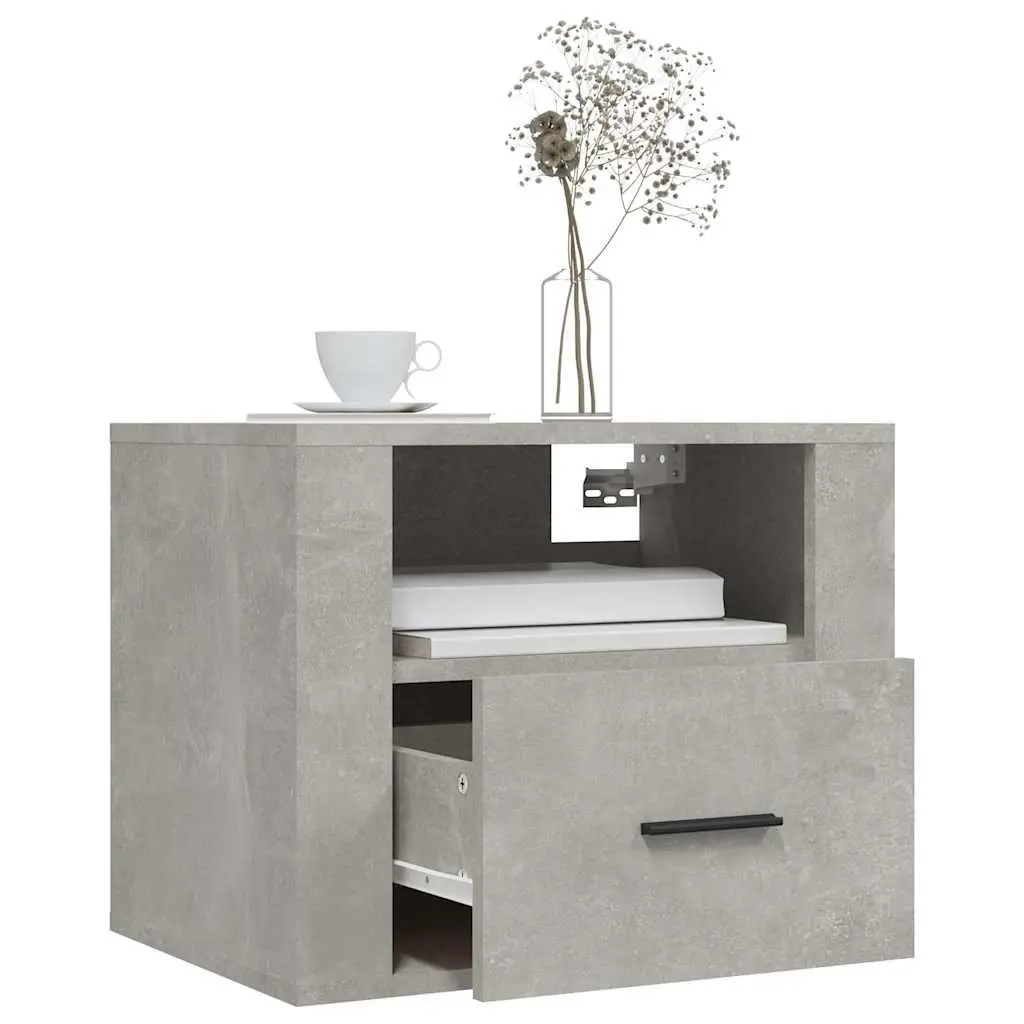 Wall-mounted Bedside Cabinets 2 pcs Grey Floating Storage Shelves Bedroom