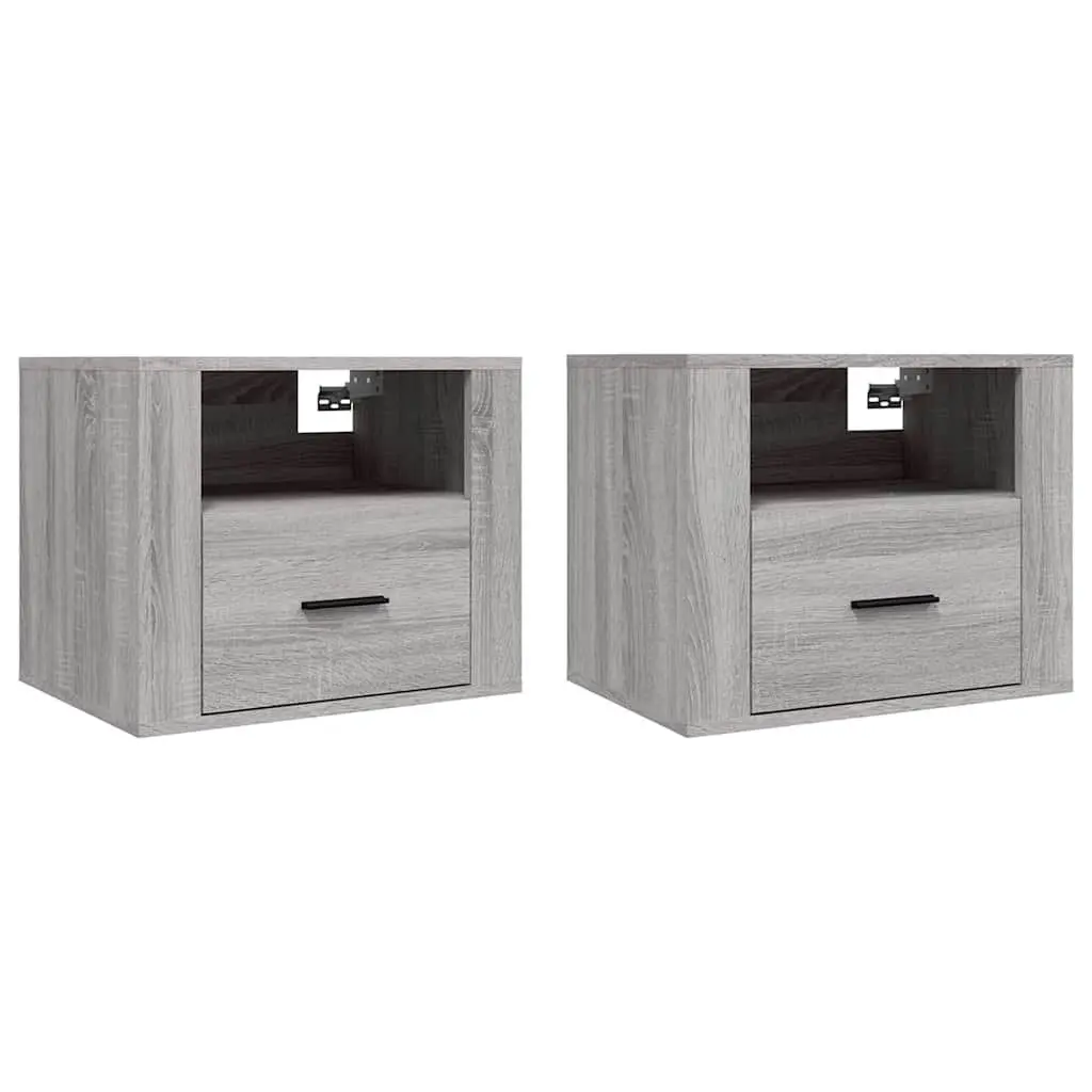 Wall-mounted Bedside Cabinets 2 pcs Grey Sonoma Floating Storage Organiser