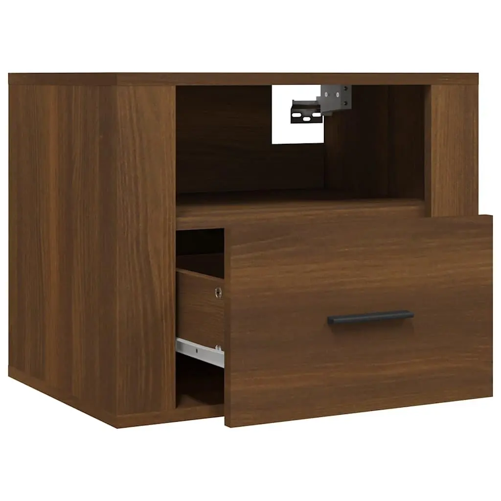 Wall-mounted Bedside Cabinets 2 pcs Brown Floating Storage Organizer Bedroom