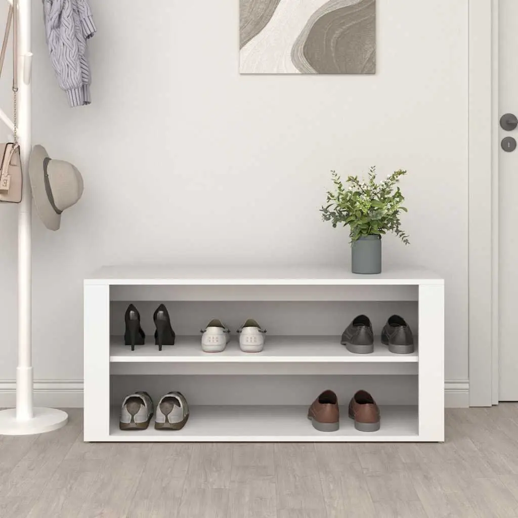 Shoe Rack Storage Cabinet 100x35x45 cm White 2 Compartments Organised Wardrobe